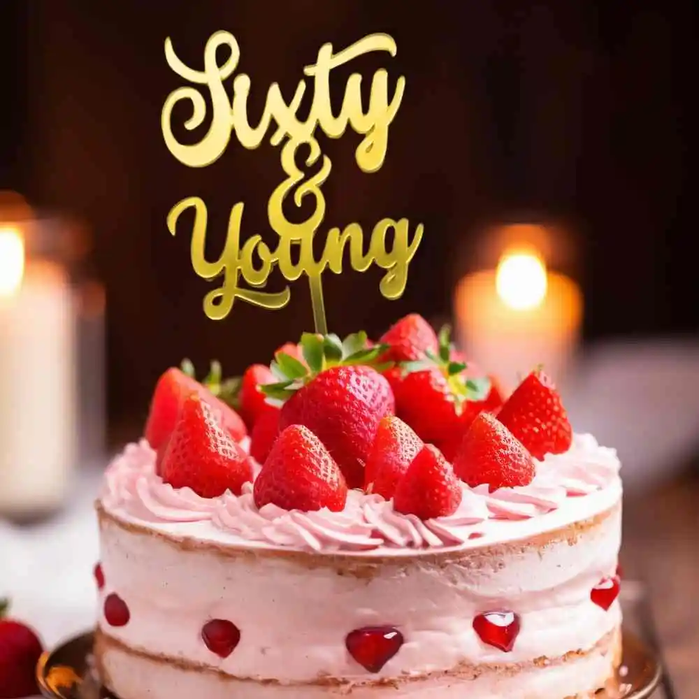 Sixty and Young Cake Topper